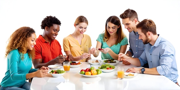 Uśmiechnięte osoby przy stole